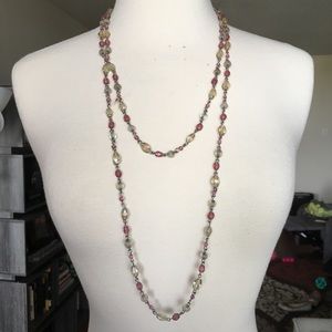 Pink and Yellow Beaded Wrap Necklace
